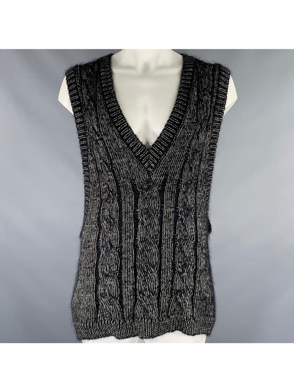 WALTER VAN BEIRENDONCK 2022 Size L Black Superkid Mohair Sweater Vest